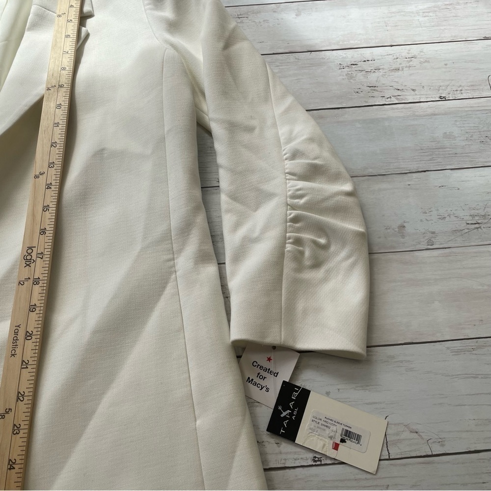 Tahari Asl Ruched Sleeve White Women Blazer Size 2 - Picture 6 of 11